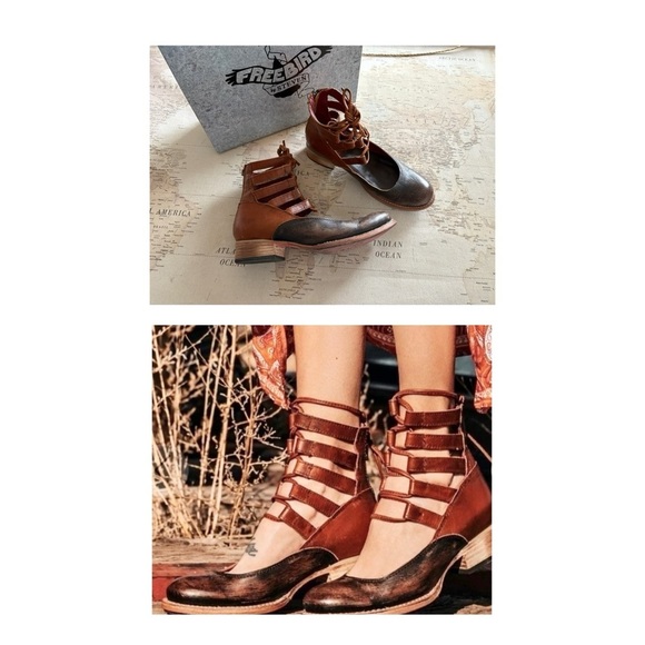 Freebird by Steven Shoes - Freebird by Steven Malone Cognac Multi Leather Shoes Booties 9